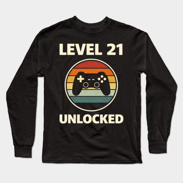 Level 21 Unlocked Funny Video Gamer 21st Birthday Long Sleeve T-Shirt by shirtlux