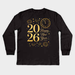 Happy New Year Party 2026 Family Matching Crew Celebration Kids Long Sleeve T-Shirt