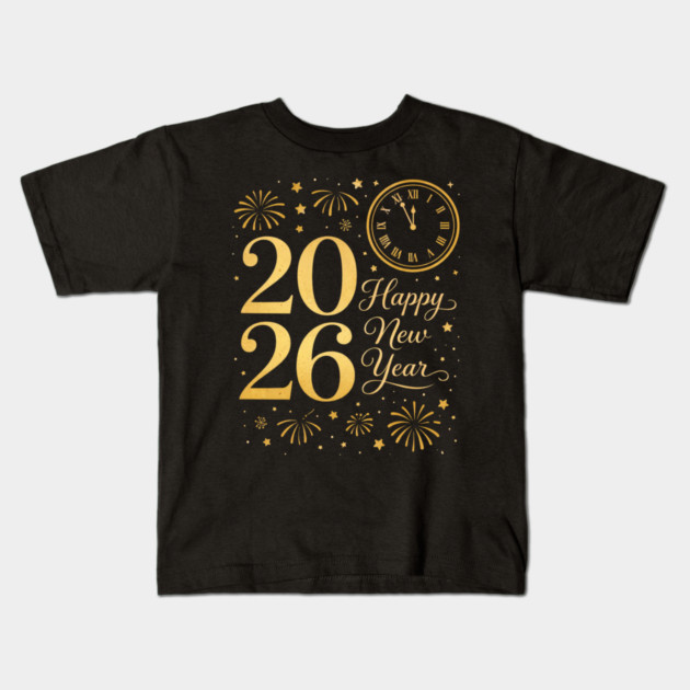 Happy New Year Party 2026 Family Matching Crew Celebration Kids T-Shirt by shirtlux