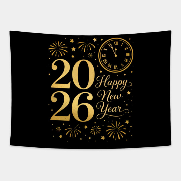 Happy New Year Party 2026 Family Matching Crew Celebration Tapestry by shirtlux