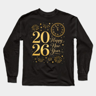 Happy New Year Party 2026 Family Matching Crew Celebration Long Sleeve T-Shirt