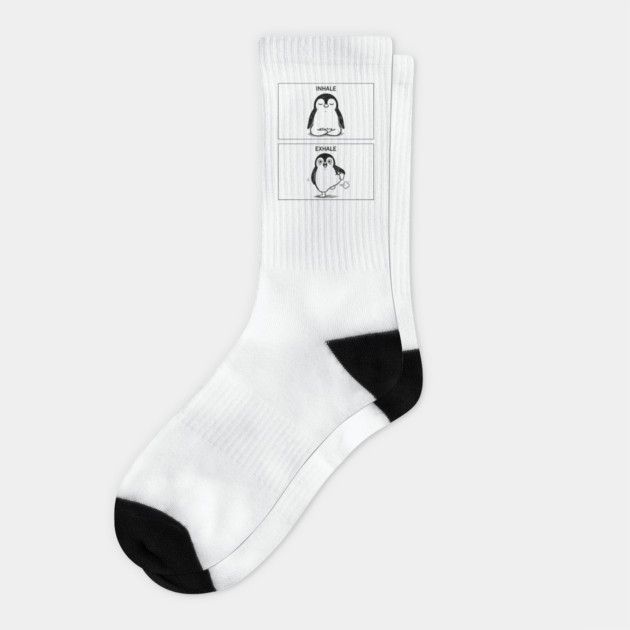 Inhale Exhale (Penguin) Socks by CreativeSage