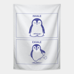 Inhale Exhale (Penguin) Tapestry