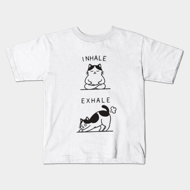 Inhale Exhale (Cat) Kids T-Shirt by CreativeSage