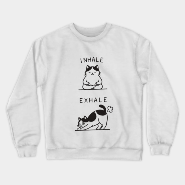 Inhale Exhale (Cat) Crewneck Sweatshirt by CreativeSage