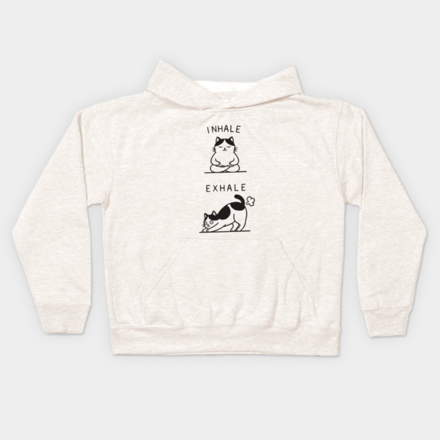 Inhale Exhale (Cat) Kids Hoodie by CreativeSage