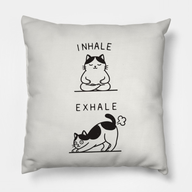 Inhale Exhale (Cat) Pillow by CreativeSage