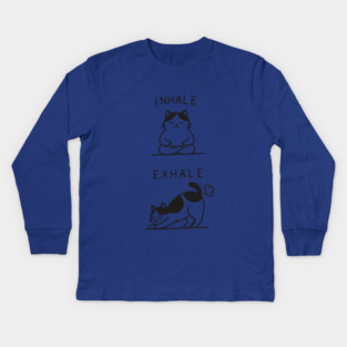 Inhale Exhale (Cat) Kids Long Sleeve T-Shirt