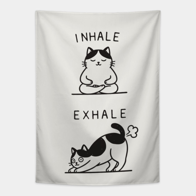 Inhale Exhale (Cat) Tapestry by CreativeSage