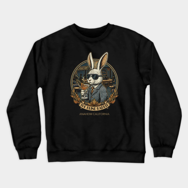 The Blind Rabbit Speakeasy Anaheim California Lounge Bar Distressed Look Crewneck Sweatshirt by Joaddo