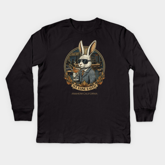 The Blind Rabbit Speakeasy Anaheim California Lounge Bar Distressed Look Kids Long Sleeve T-Shirt by Joaddo