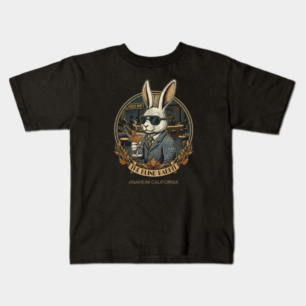 The Blind Rabbit Speakeasy Anaheim California Lounge Bar Distressed Look Kids T-Shirt by Joaddo