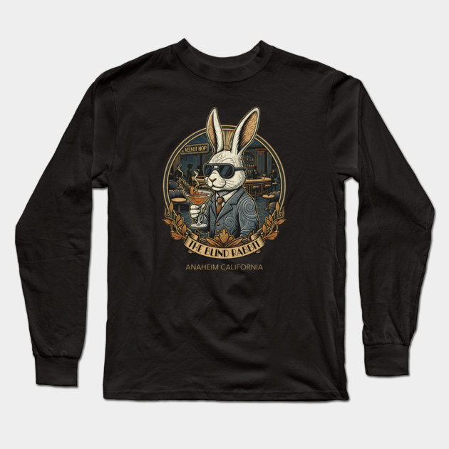 The Blind Rabbit Speakeasy Anaheim California Lounge Bar Distressed Look Long Sleeve T-Shirt by Joaddo