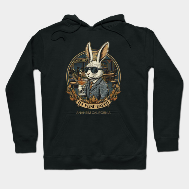 The Blind Rabbit Speakeasy Anaheim California Lounge Bar Distressed Look Hoodie by Joaddo