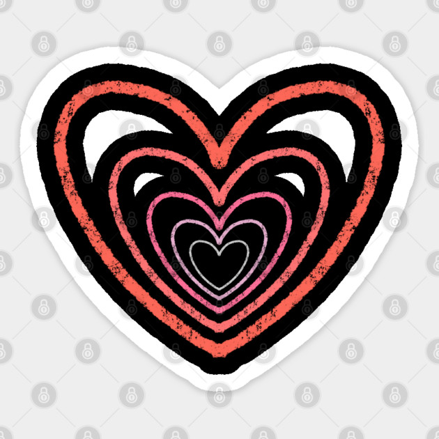 Concentric Hearts of Love Sticker by Creatifly Graphic Tees