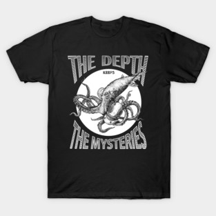 Deep Sea Squid Illustration – Vintage  monochrome Ocean Art T-Shirt