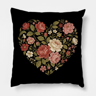 Floral Heart of Love Pillow