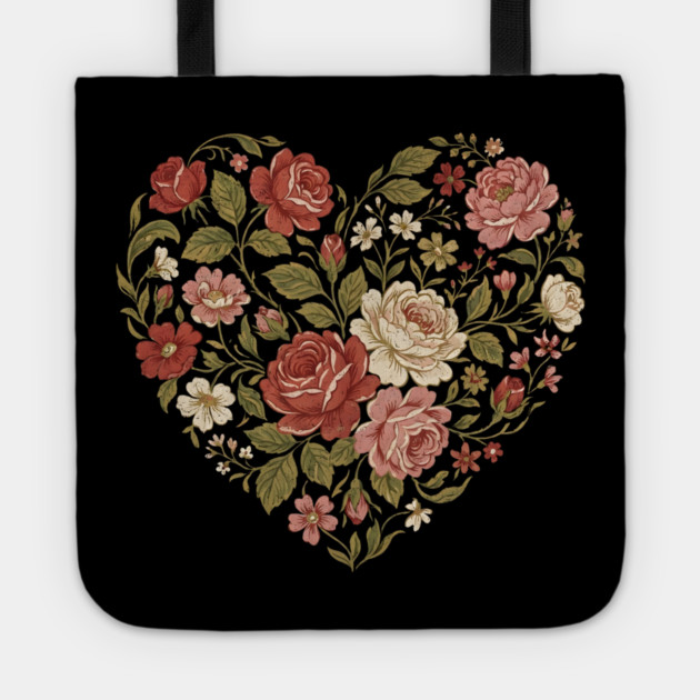 Floral Heart of Love Tote by Creatifly Graphic Tees