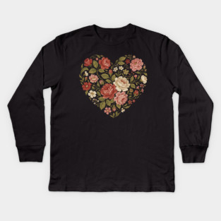 Floral Heart of Love Kids Long Sleeve T-Shirt