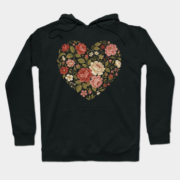 Floral Heart of Love Hoodie by Creatifly Graphic Tees