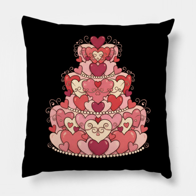Heart Shaped Cake of Love Pillow by Creatifly Graphic Tees