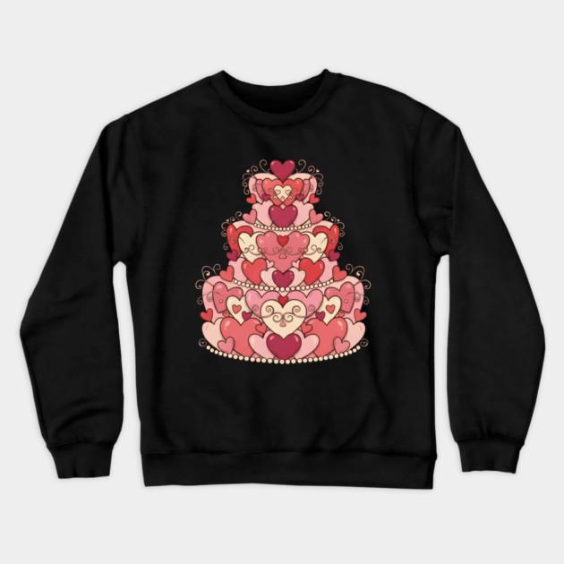 Heart Shaped Cake of Love Crewneck Sweatshirt by Creatifly Graphic Tees