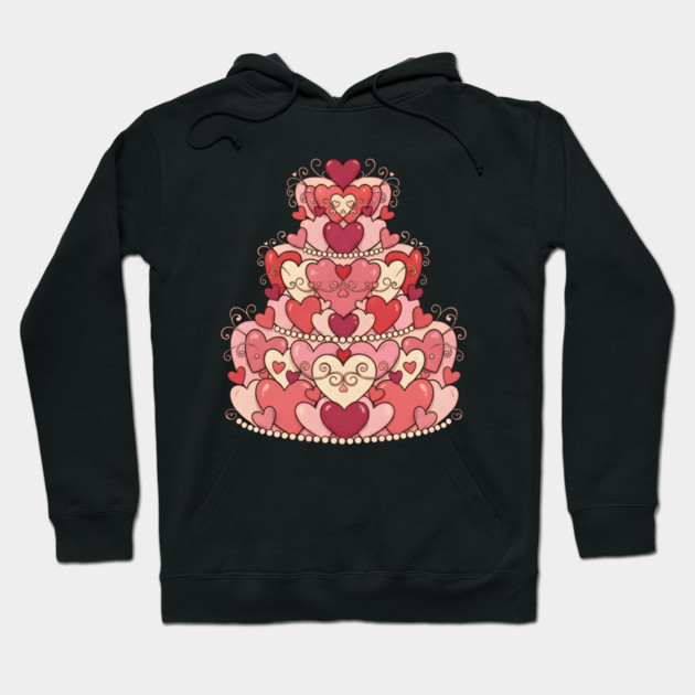 Heart Shaped Cake of Love Hoodie by Creatifly Graphic Tees