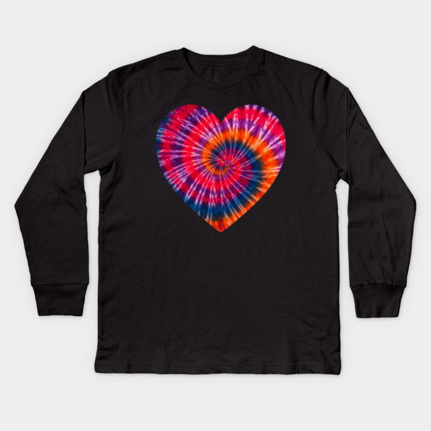 Tie Dye Heart of Love Kids Long Sleeve T-Shirt by Creatifly Graphic Tees