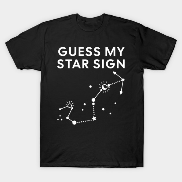 Guess My Star Sign – Scorpio Zodiac, Astrology Constellation - White Print T-Shirt by Designed By Marty