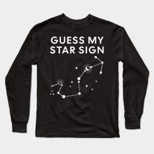 Guess My Star Sign – Scorpio Zodiac, Astrology Constellation - White Print Long Sleeve T-Shirt