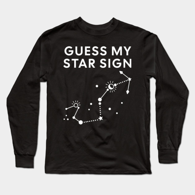 Guess My Star Sign – Scorpio Zodiac, Astrology Constellation - White Print Long Sleeve T-Shirt by Designed By Marty