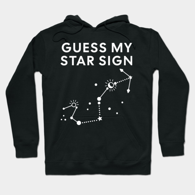 Guess My Star Sign – Scorpio Zodiac, Astrology Constellation - White Print Hoodie by Designed By Marty
