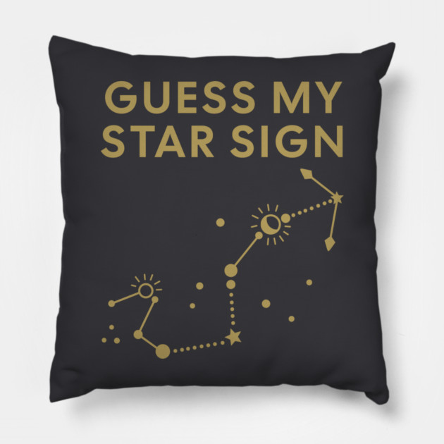 Guess My Star Sign – Scorpio Zodiac, Astrology Constellation - Antique Gold Print Pillow by Designed By Marty