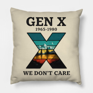Gen X 1965-1980 We Don't Care - Retro Mountain Landscape Pillow