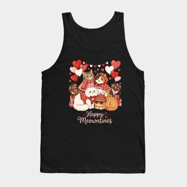 Happy Meowentines - Cat Love Celebration Tank Top by Creatifly Graphic Tees