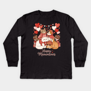Happy Meowentines - Cat Love Celebration Kids Long Sleeve T-Shirt