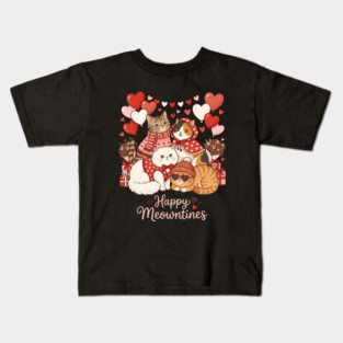 Happy Meowentines - Cat Love Celebration Kids T-Shirt