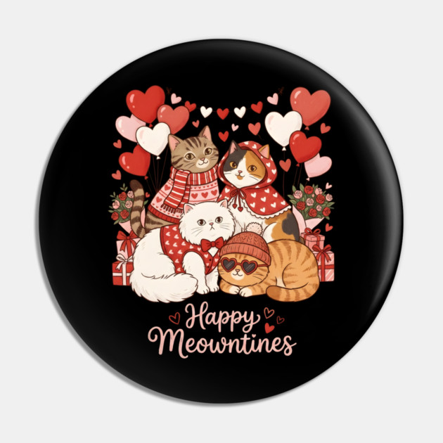 Happy Meowentines - Cat Love Celebration Pin by Creatifly Graphic Tees