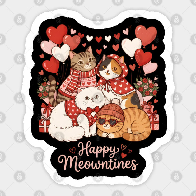 Happy Meowentines - Cat Love Celebration Sticker by Creatifly Graphic Tees