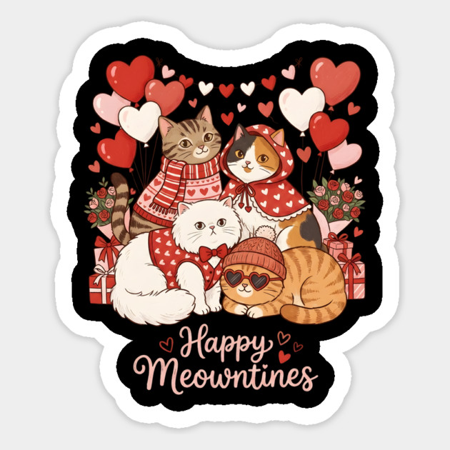 Happy Meowentines - Cat Love Celebration Magnet by Creatifly Graphic Tees