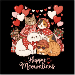 Happy Meowentines - Cat Love Celebration Posters and Art