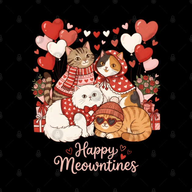Happy Meowentines - Cat Love Celebration by Creatifly Graphic Tees
