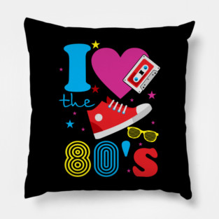 I Love the 80's Retro Nostalgic Analog Vibes Pillow