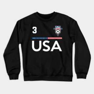 American USA Flag Soccer Jersey Favorite Lucky Number 3 Women Men Crewneck Sweatshirt