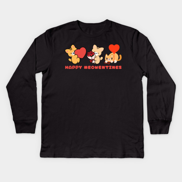 Happy Meowntines - Kittens of Love Kids Long Sleeve T-Shirt by Creatifly Graphic Tees