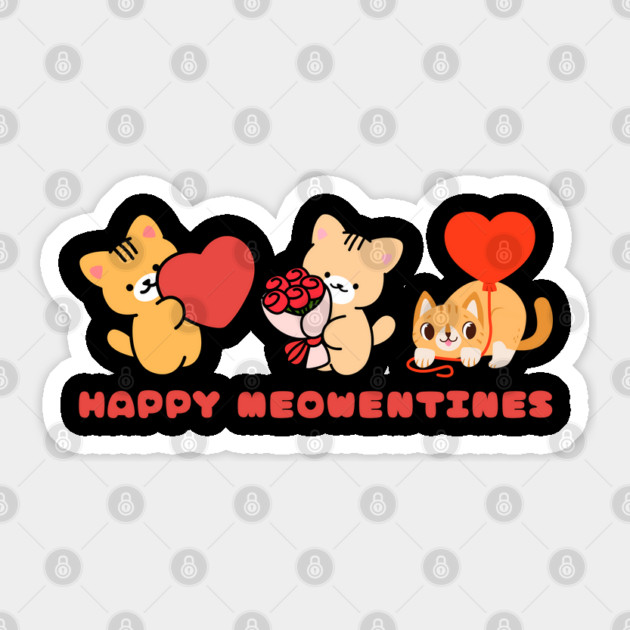 Happy Meowntines - Kittens of Love Sticker by Creatifly Graphic Tees