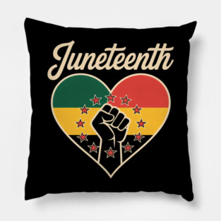 Juneteenth Heart Africa Fist June 19th 1865 Men Women Kids Pillow