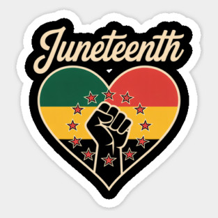 Juneteenth Heart Africa Fist June 19th 1865 Men Women Kids Sticker