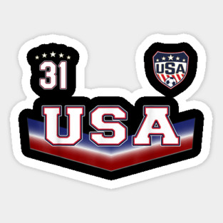 American USA Flag Soccer Jersey Favorite Lucky Number 31 Women Men Sticker
