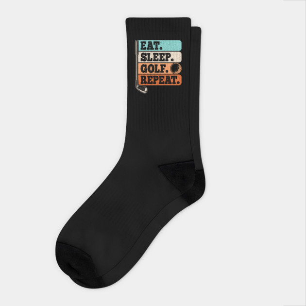 Eat Sleep Golf Repeat Golf Player Retro Golfer Vintage Socks by yangho